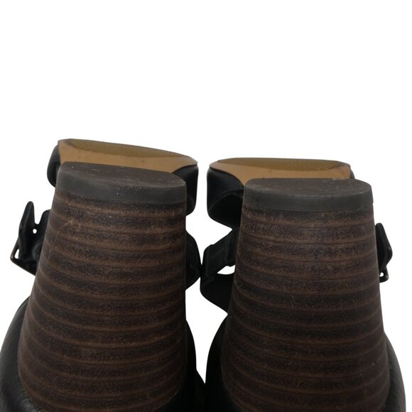 Clarks Deloria Kay Black Leather Open Toe Ankle Strap Heeled Sandals - Picture 11 of 13